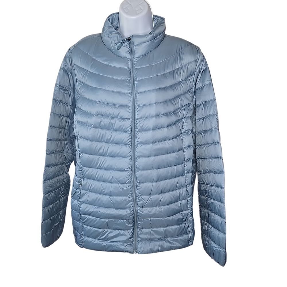 32 Degrees Women's Ultra Light Down Puffer Coat Citadel Blue XXL Mock Neck Zip
